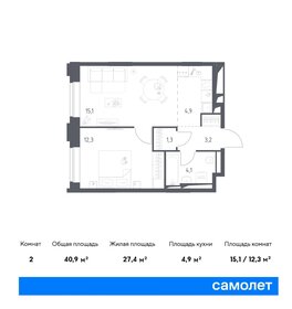 40,1 м², 1-комнатная квартира 11 500 000 ₽ - изображение 69