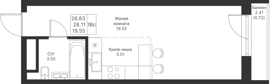 30 м², квартира-студия 6 990 000 ₽ - изображение 78