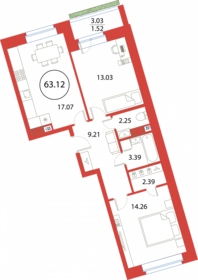 57,7 м², 2-комнатная квартира 17 130 000 ₽ - изображение 56