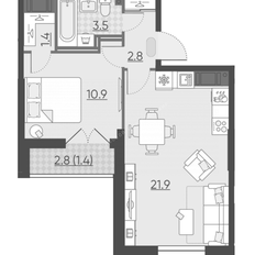 Квартира 41,8 м², 1-комнатная - изображение 1