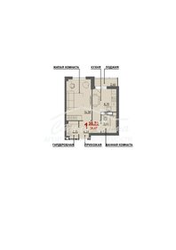 Квартира 36,2 м², 1-комнатная - изображение 1