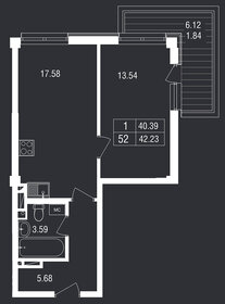 Квартира 42,2 м², 1-комнатные - изображение 1