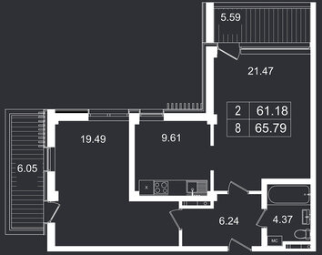 65,8 м², 2-комнатные апартаменты 17 330 138 ₽ - изображение 15