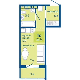 34 м², 1-комнатная квартира 6 314 420 ₽ - изображение 26
