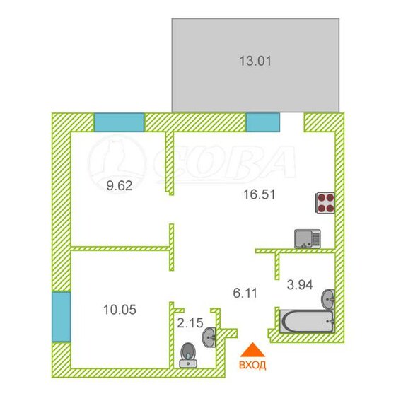 49 м², 2-комнатная квартира 7 500 000 ₽ - изображение 1