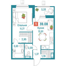 Квартира 39,1 м², 1-комнатная - изображение 1