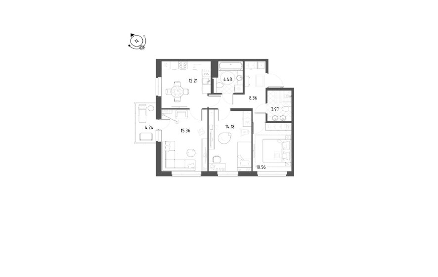 73,4 м², 3-комнатная квартира 7 900 000 ₽ - изображение 1