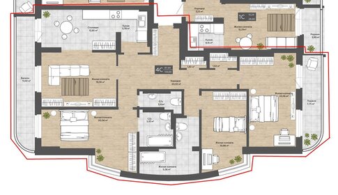 Квартира 144,9 м², 4-комнатная - изображение 1