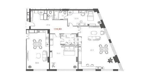 Квартира 159,9 м², 3-комнатная - изображение 1