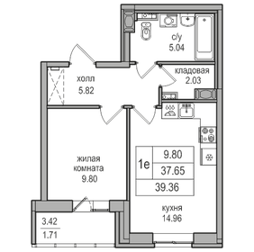 37,7 м², 1-комнатная квартира 8 580 480 ₽ - изображение 70