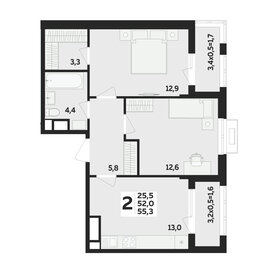 54,7 м², 2-комнатная квартира 6 340 500 ₽ - изображение 37
