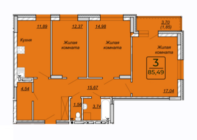 85,5 м², 3-комнатная квартира 6 600 000 ₽ - изображение 40