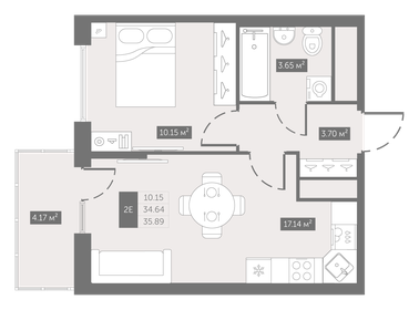 34,1 м², 1-комнатная квартира 4 875 066 ₽ - изображение 39