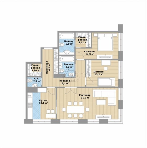 125,2 м², 5-комнатная квартира 88 000 000 ₽ - изображение 29