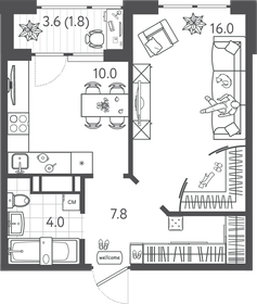 41,1 м², 1-комнатная квартира 12 330 000 ₽ - изображение 21