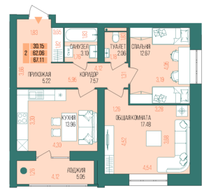 60 м², 2-комнатная квартира 8 670 000 ₽ - изображение 80