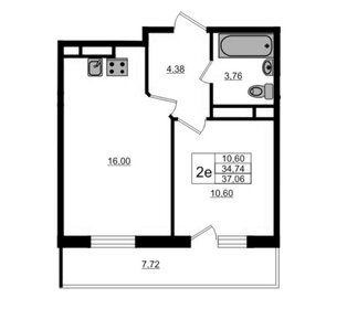 Квартира 37,1 м², 1-комнатная - изображение 1