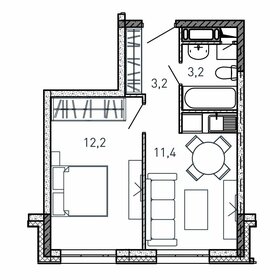 Квартира 30 м², 1-комнатная - изображение 1