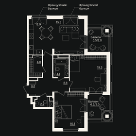 Квартира 98,1 м², 3-комнатная - изображение 1