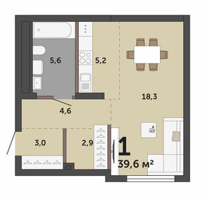Квартира 39,6 м², студия - изображение 2