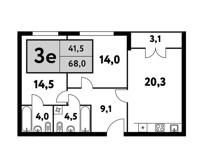 68 м², 3-комнатная квартира 26 976 286 ₽ - изображение 1
