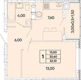 31 м², 1-комнатная квартира 3 100 000 ₽ - изображение 106