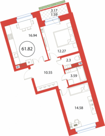 57,7 м², 2-комнатная квартира 17 130 000 ₽ - изображение 63