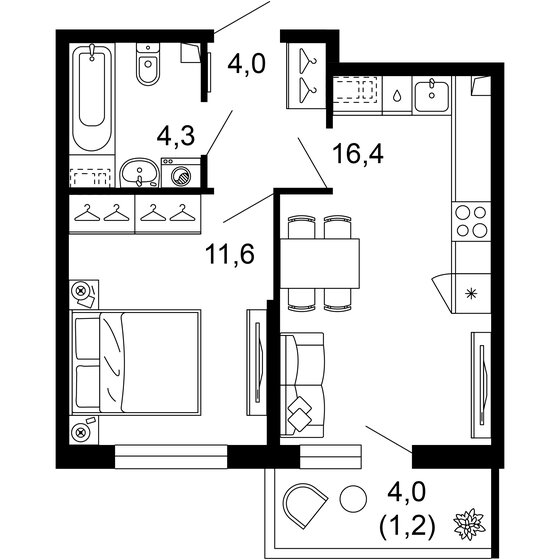 37,5 м², 1-комнатная квартира 15 315 000 ₽ - изображение 1