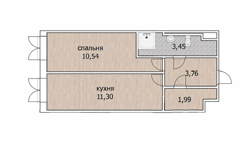 Квартира 30,4 м², 1-комнатная - изображение 3