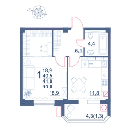 52,9 м², 1-комнатная квартира 6 950 000 ₽ - изображение 52