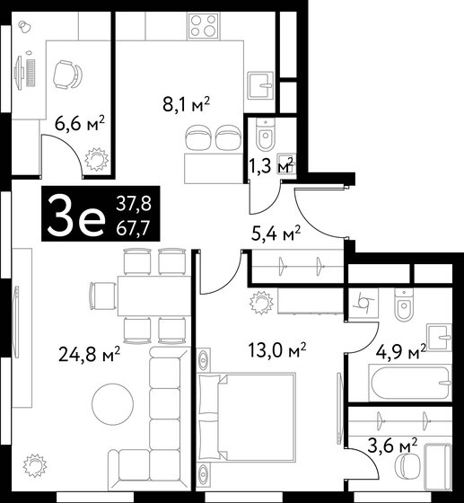 67,7 м², 3-комнатная квартира 41 521 292 ₽ - изображение 1