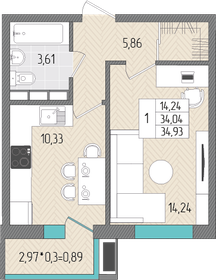 35,2 м², 1-комнатная квартира 4 294 402 ₽ - изображение 32