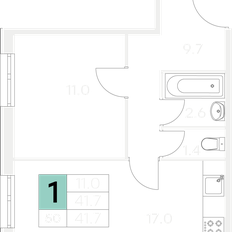 Квартира 41,7 м², 1-комнатная - изображение 2