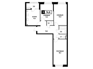 Квартира 76,8 м², 3-комнатная - изображение 1