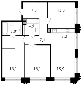 Квартира 94,6 м², 3-комнатная - изображение 1