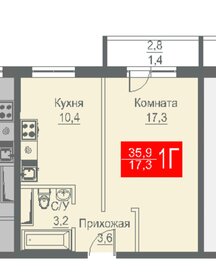 Квартира 34 м², 1-комнатная - изображение 5