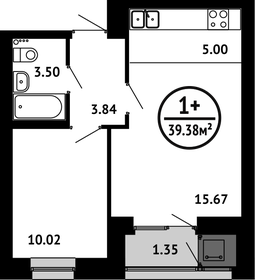 39,4 м², 1-комнатная квартира 5 591 960 ₽ - изображение 18