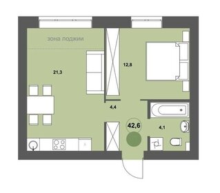 Квартира 42,6 м², 2-комнатная - изображение 1