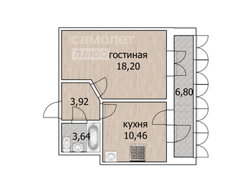 Квартира 40 м², 1-комнатная - изображение 1