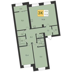 31 м², 1-комнатная квартира 3 200 000 ₽ - изображение 44