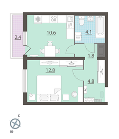 44 м², 1-комнатная квартира 4 918 000 ₽ - изображение 52