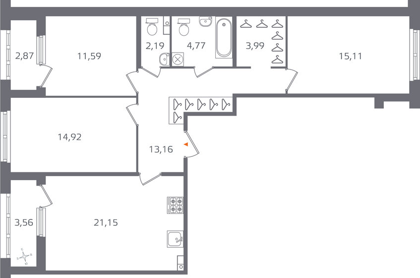 90,1 м², 3-комнатная квартира 23 023 200 ₽ - изображение 29