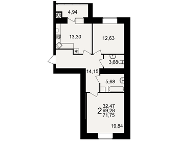 76,6 м², 2-комнатная квартира 6 633 900 ₽ - изображение 1