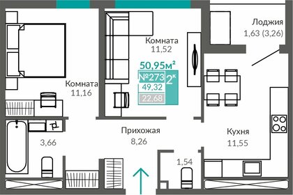 49,3 м², 2-комнатная квартира 7 168 000 ₽ - изображение 14