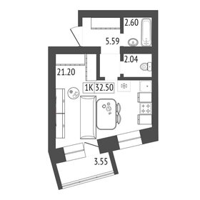 Квартира 32,5 м², 1-комнатная - изображение 2