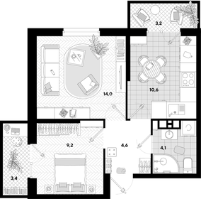 Квартира 41,7 м², 2-комнатная - изображение 2