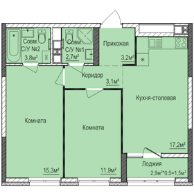 Квартира 58,7 м², 2-комнатная - изображение 1