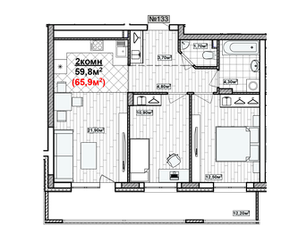 60,7 м², 2-комнатная квартира 9 100 000 ₽ - изображение 88