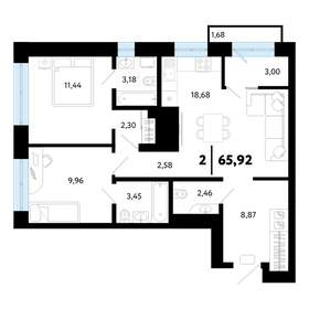 Квартира 65,9 м², 2-комнатная - изображение 1