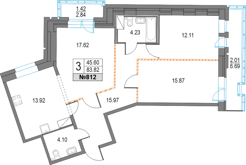 83,8 м², 3-комнатная квартира 18 660 604 ₽ - изображение 1